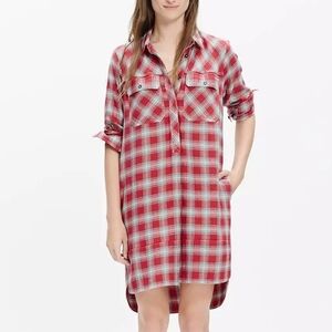 Madewell Daywalk Shirtdress in red Fairfax Plaid dress button women's size XS